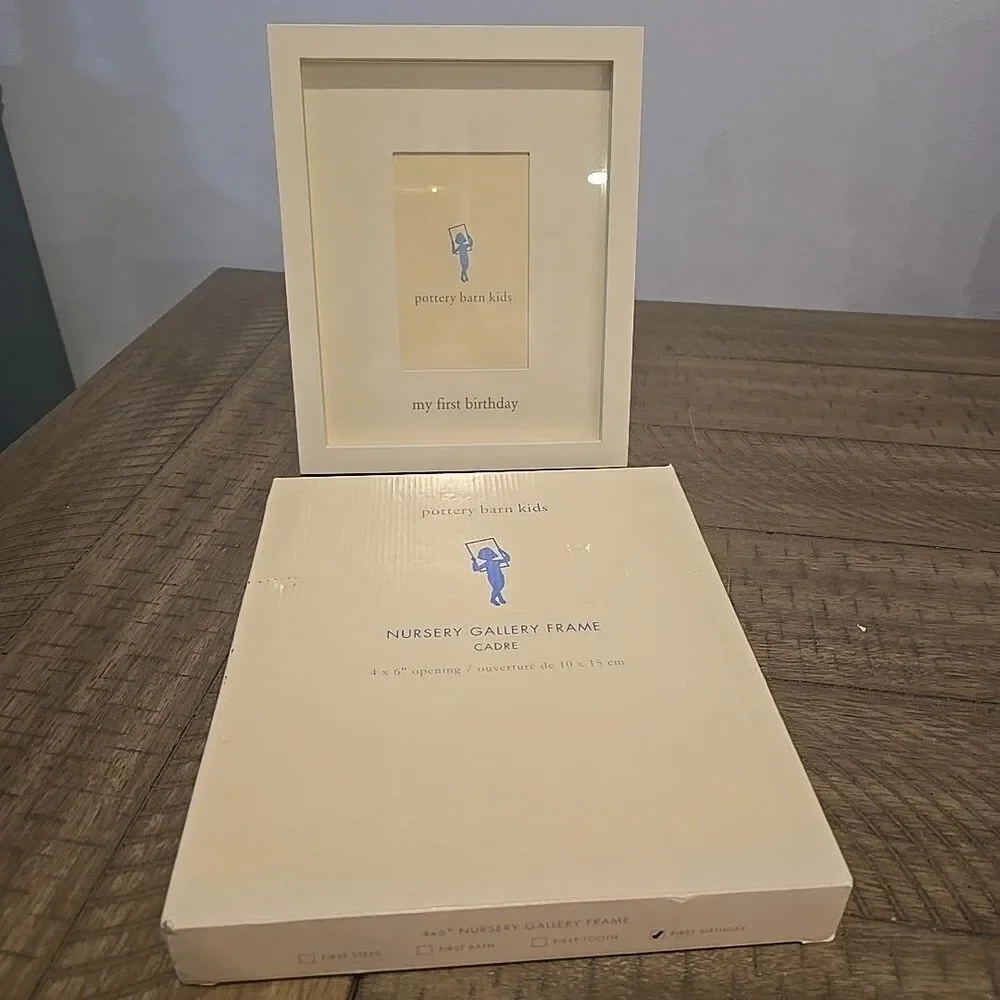 Pottery Barn Kids White Gallery Frame First Birthday White Mat 4 X 6
